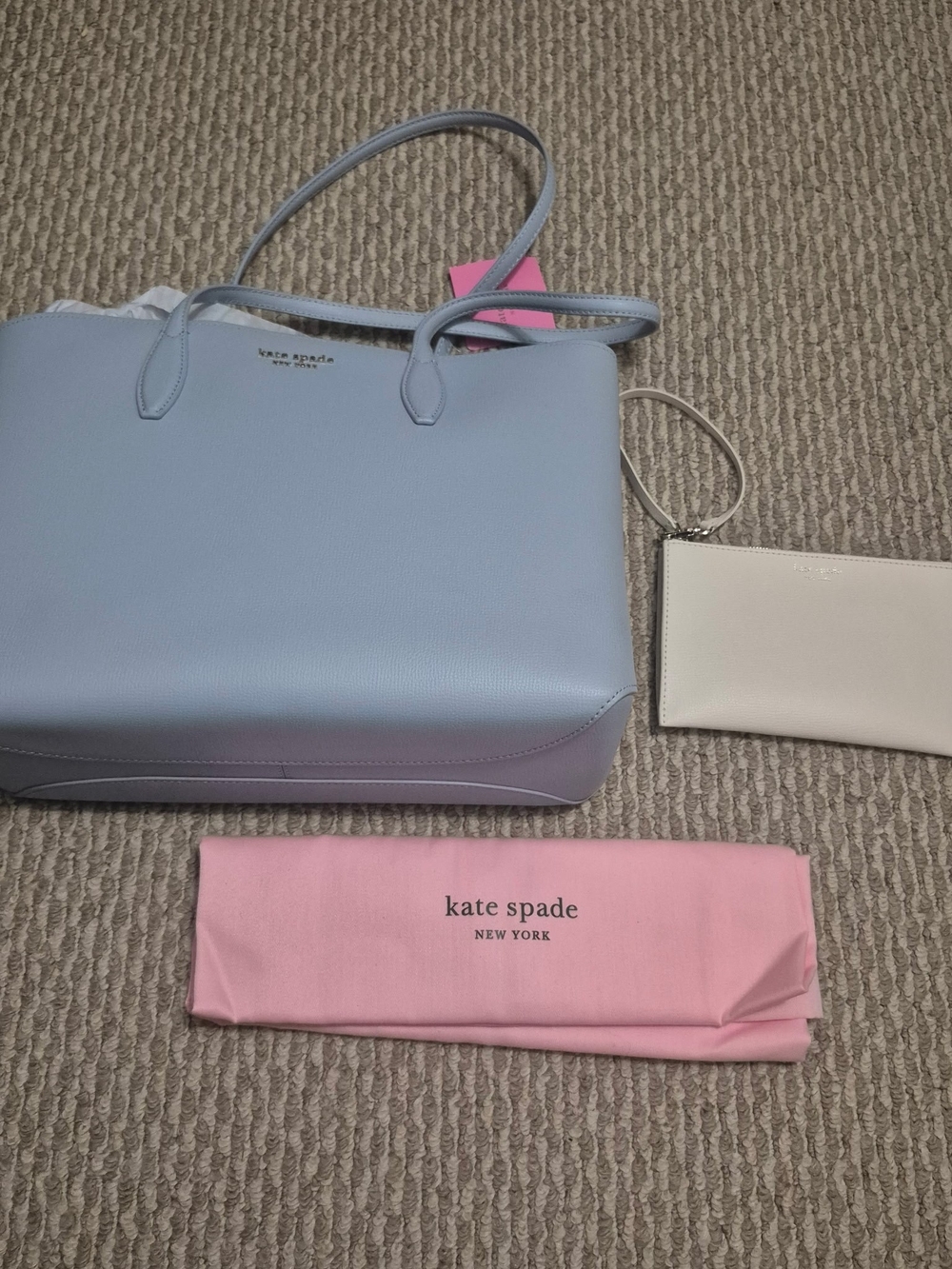 kate spade New York Light Blue Leather Tote with Wristlet
